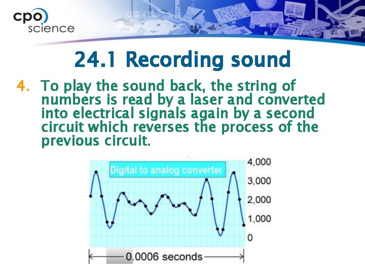 24. 1 Recording sound 4. To play the sound back, the string of numbers