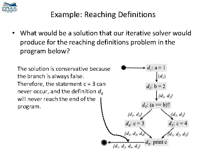 Example: Reaching Definitions • What would be a solution that our iterative solver would