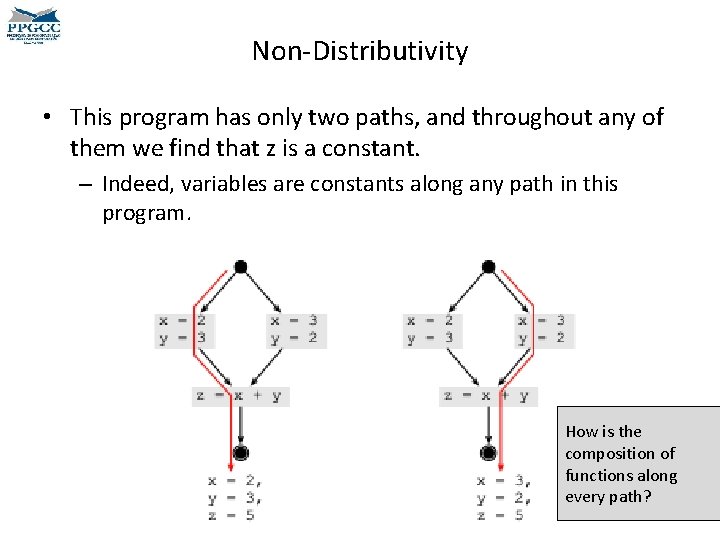 Non-Distributivity • This program has only two paths, and throughout any of them we