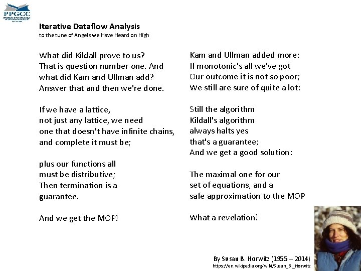 Iterative Dataflow Analysis to the tune of Angels we Have Heard on High What
