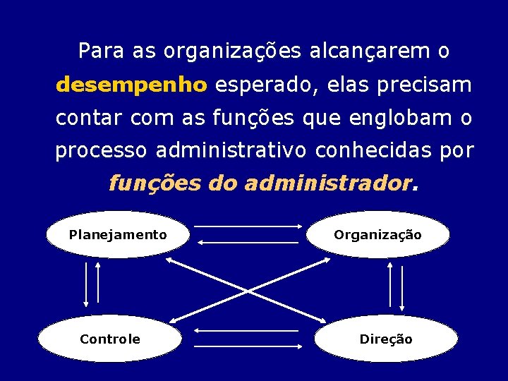 Para as organizações alcançarem o desempenho esperado, elas precisam contar com as funções que