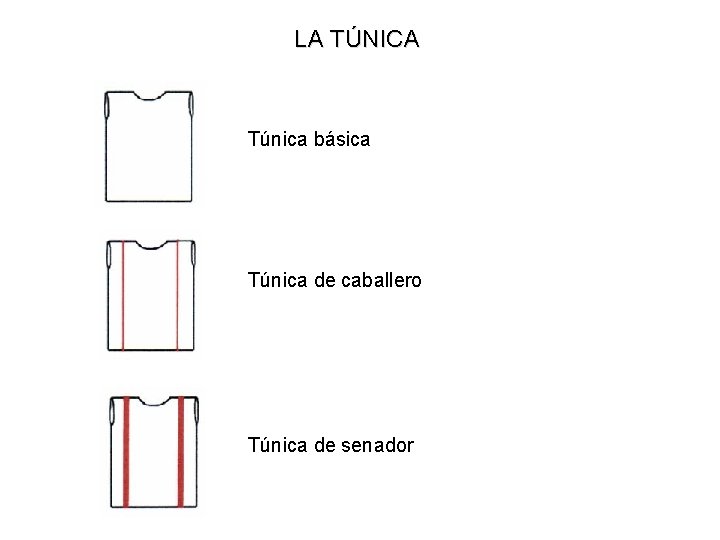 LA TÚNICA Túnica básica Túnica de caballero Túnica de senador 