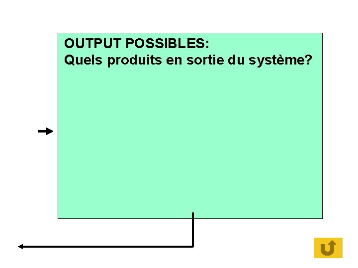 OUTPUT POSSIBLES: Quels produits en sortie du système? 