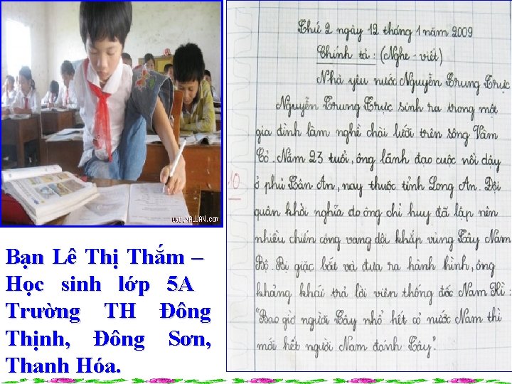 Bạn Lê Thị Thắm – Học sinh lớp 5 A Trường TH Đông Thịnh,