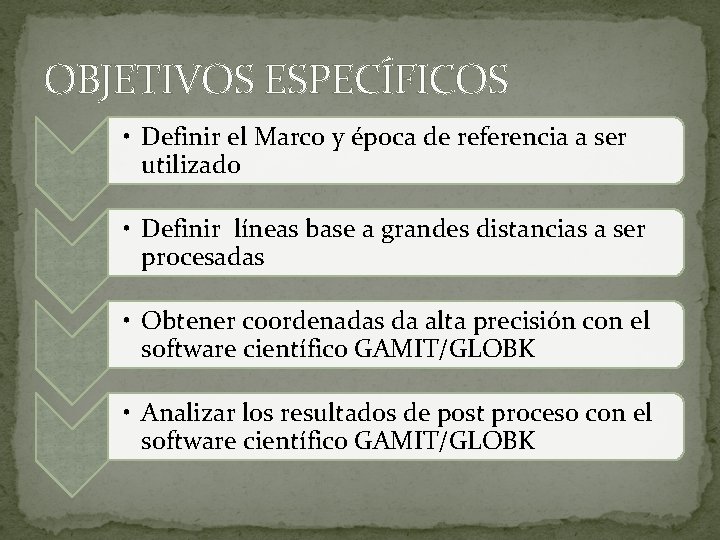 OBJETIVOS ESPECÍFICOS • Definir el Marco y época de referencia a ser utilizado •