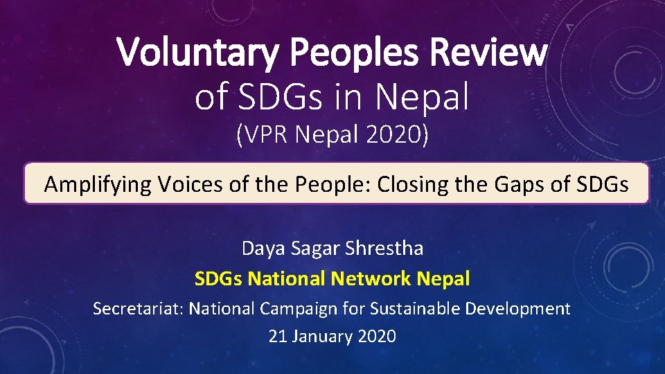 Voluntary Peoples Review of SDGs in Nepal (VPR Nepal 2020) Amplifying Voices of the