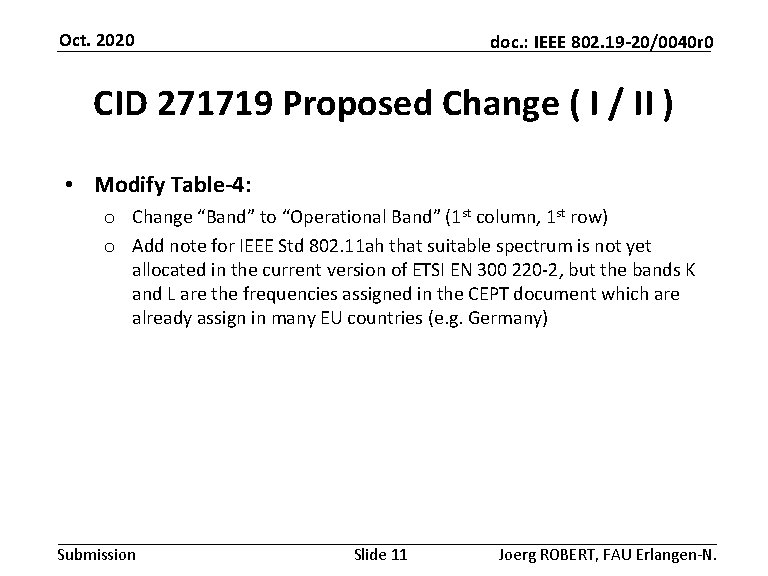 Oct. 2020 doc. : IEEE 802. 19 -20/0040 r 0 CID 271719 Proposed Change