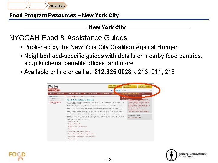 Resources Food Program Resources – New York City NYCCAH Food & Assistance Guides §