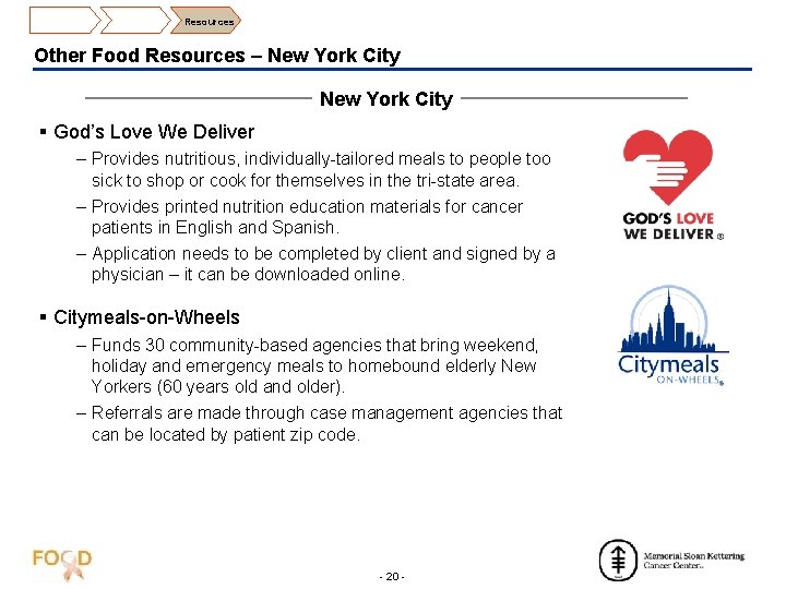 Resources Other Food Resources – New York City § God’s Love We Deliver –