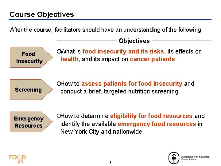 Course Objectives After the course, facilitators should have an understanding of the following: Objectives
