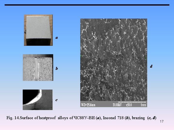 а b d c Fig. 14. Surface of heatproof alloys of ЧС 88 У-ВИ