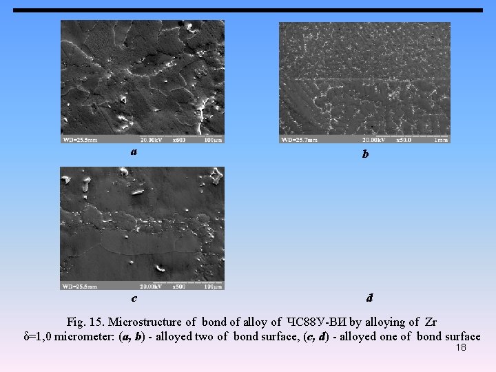 а c b d Fig. 15. Microstructure of bond of alloy of ЧС 88