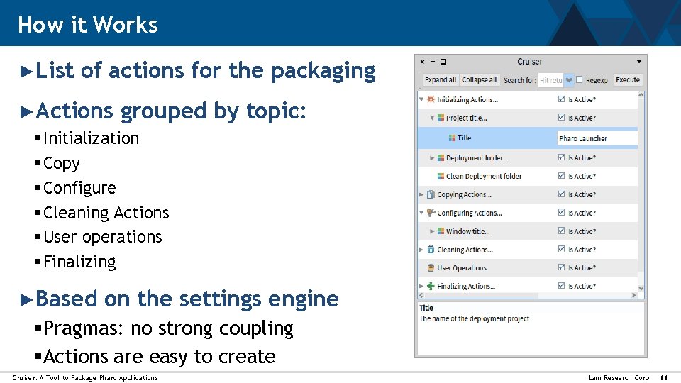 How it Works ►List of actions for the packaging ►Actions grouped by topic: §