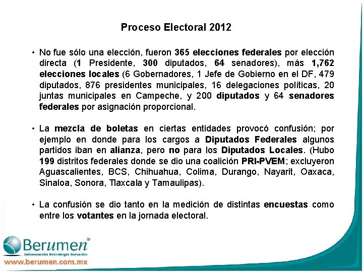 Proceso Electoral 2012 • No fue sólo una elección, fueron 365 elecciones federales por