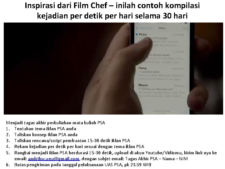 Inspirasi dari Film Chef – inilah contoh kompilasi kejadian per detik per hari selama