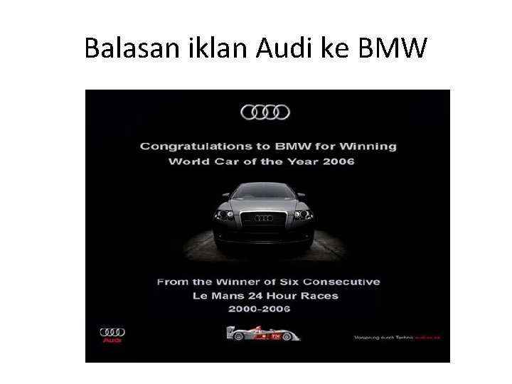 Balasan iklan Audi ke BMW 