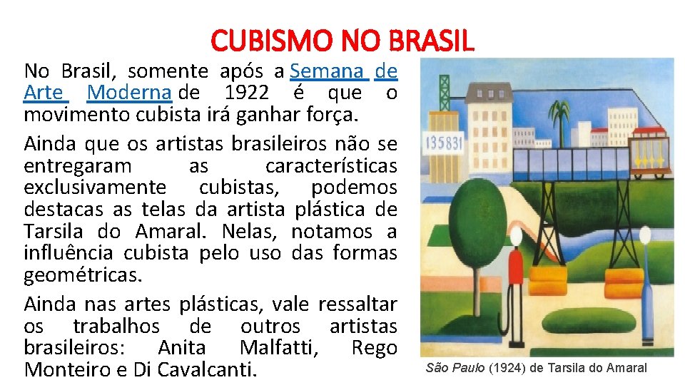 CUBISMO NO BRASIL No Brasil, somente após a Semana de Arte Moderna de 1922 CUBISMO NO BRASIL No Brasil, somente após a Semana de Arte Moderna de 1922