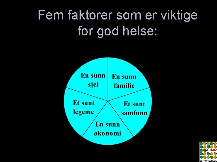 Fem faktorer som er viktige for god helse: 