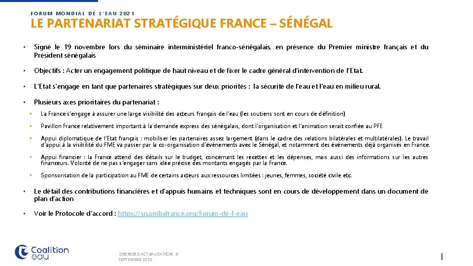 FORUM MONDIAL DE L’EAU 2021 LE PARTENARIAT STRATÉGIQUE FRANCE – SÉNÉGAL • Signé le