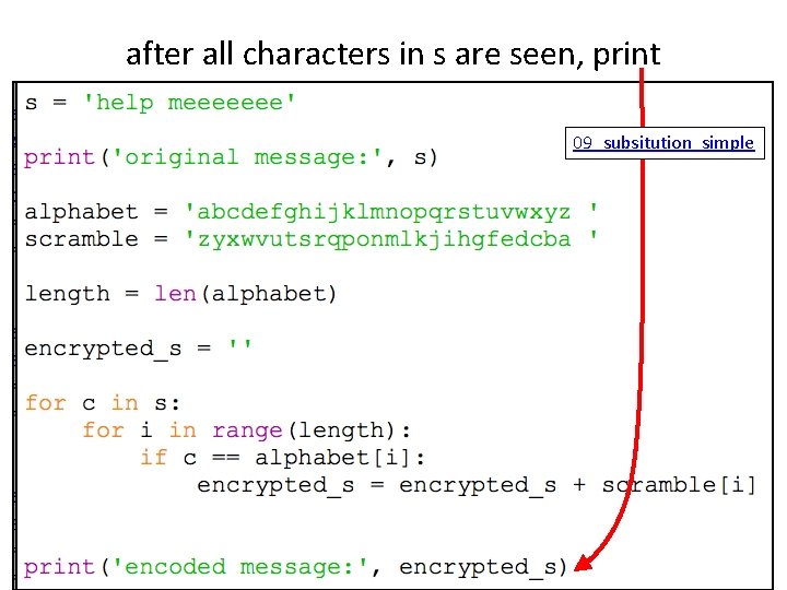 after all characters in s are seen, print 09_subsitution_simple 