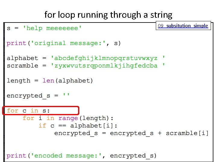 for loop running through a string 09_subsitution_simple 