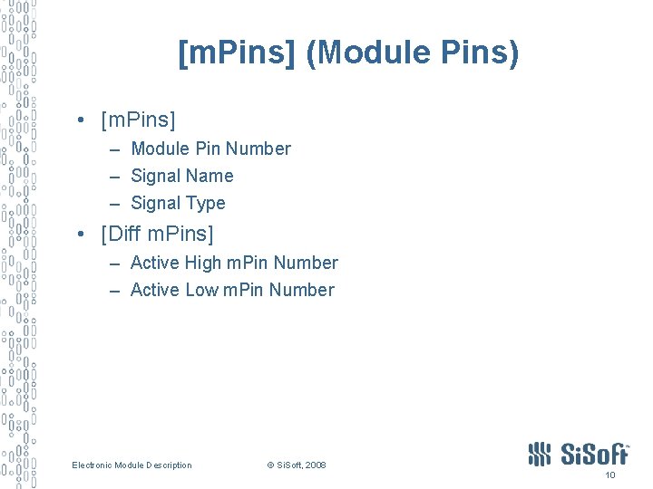 [m. Pins] (Module Pins) • [m. Pins] – Module Pin Number – Signal Name