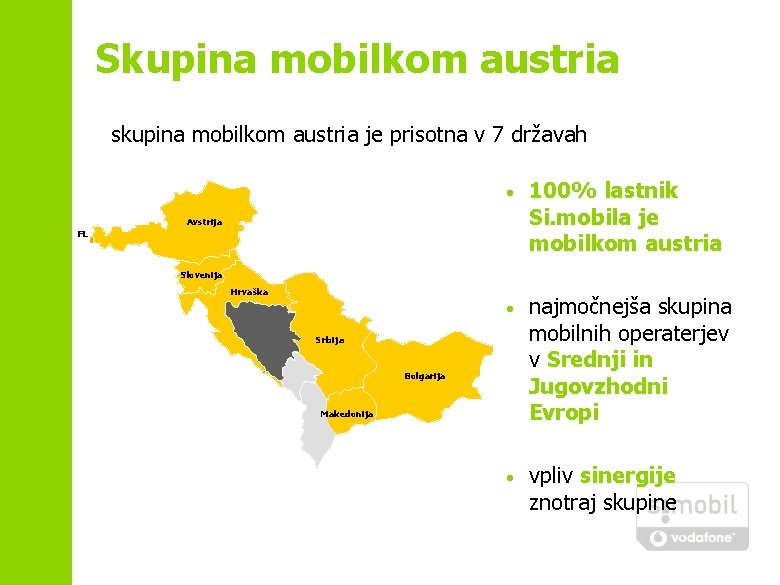 Skupina mobilkom austria skupina mobilkom austria je prisotna v 7 državah • 100% lastnik