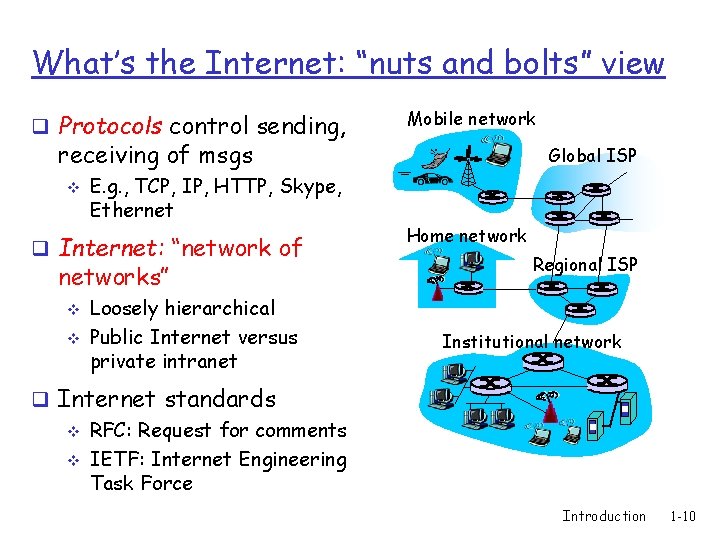 What’s the Internet: “nuts and bolts” view q Protocols control sending, Mobile network receiving