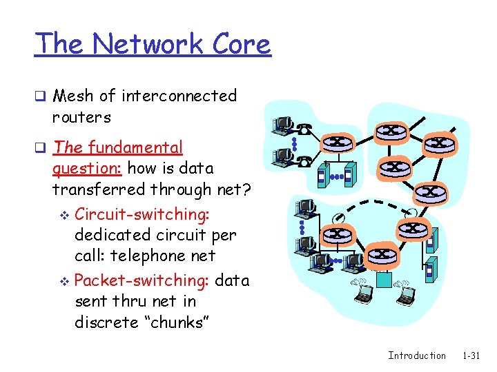 The Network Core q Mesh of interconnected routers q The fundamental question: how is