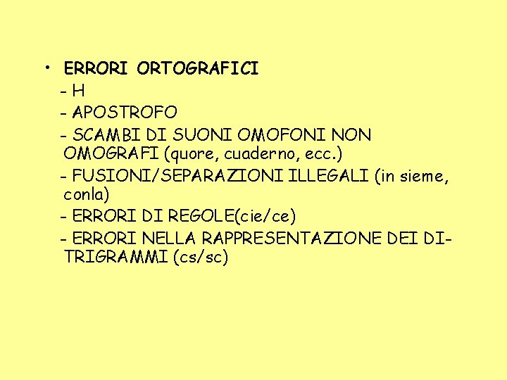  • ERRORI ORTOGRAFICI -H - APOSTROFO - SCAMBI DI SUONI OMOFONI NON OMOGRAFI