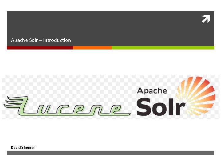  Apache Solr – Introduction Apache Solr David Shemer 