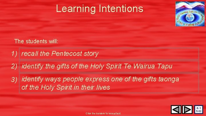 Learning Intentions The students will: 1) recall the Pentecost story 2) identify the gifts Learning Intentions The students will: 1) recall the Pentecost story 2) identify the gifts