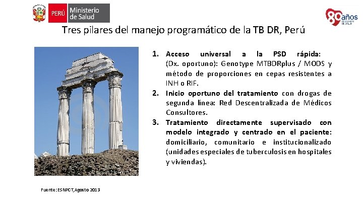 Tres pilares del manejo programático de la TB DR, Perú 1. Acceso universal a