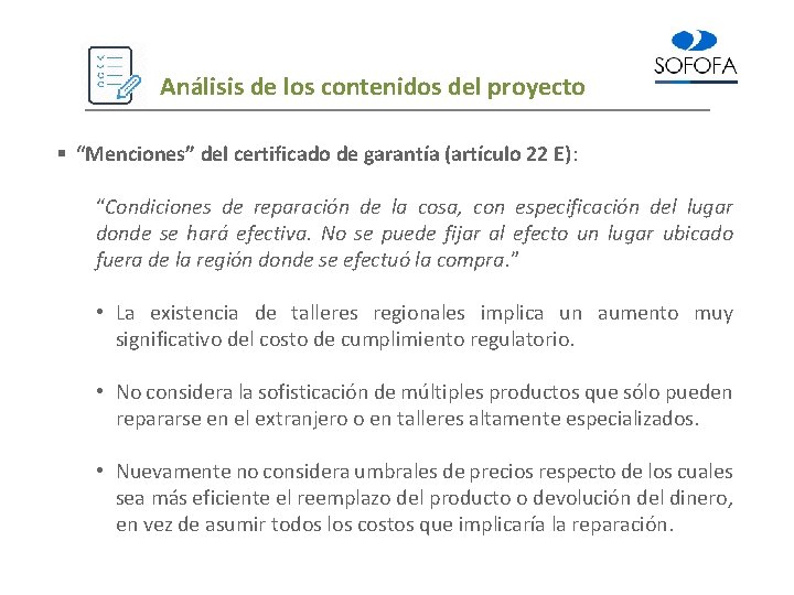 Análisis de los contenidos del proyecto § “Menciones” del certificado de garantía (artículo 22