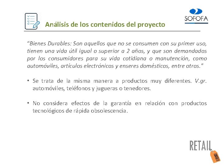 Análisis de los contenidos del proyecto “Bienes Durables: Son aquellos que no se consumen