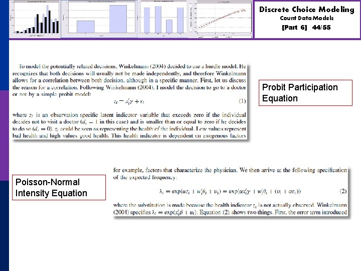 Discrete Choice Modeling Count Data Models [Part 6] 44/55 Probit Participation Equation Poisson-Normal Intensity