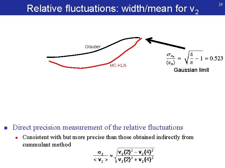 Relative fluctuations: width/mean for v 2 Glauber MC-KLN n Gaussian limit Direct precision measurement