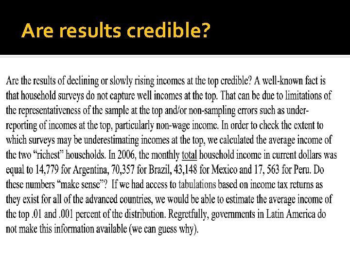 Are results credible? 