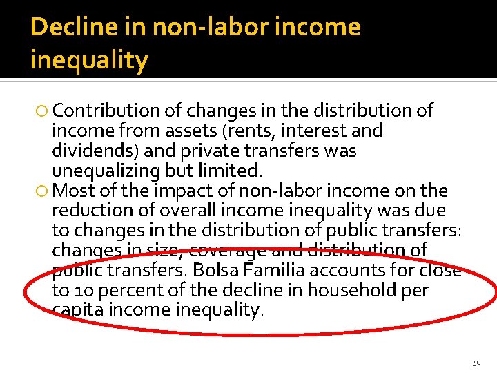 Decline in non-labor income inequality Contribution of changes in the distribution of income from