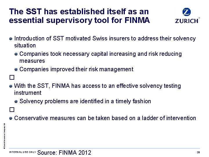The SST has established itself as an essential supervisory tool for FINMA © Zurich
