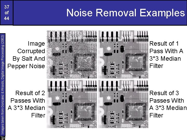 Images taken from Gonzalez & Woods, Digital Image Processing (2002) 37 of 44 Noise