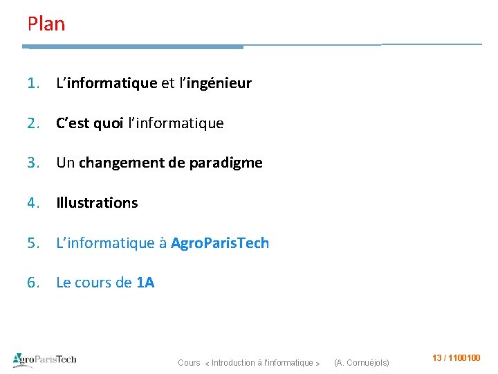 Plan 1. L’informatique et l’ingénieur 2. C’est quoi l’informatique 3. Un changement de paradigme