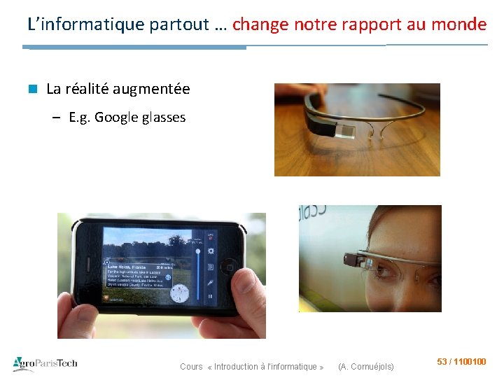 L’informatique partout … change notre rapport au monde n La réalité augmentée – E.