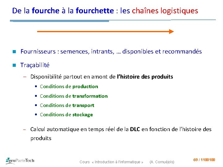 De la fourche à la fourchette : les chaînes logistiques n Fournisseurs : semences,