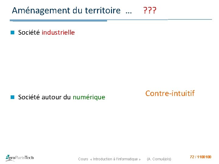 Aménagement du territoire … n ? ? ? Société industrielle – Il faut de