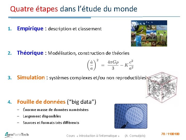 Quatre étapes dans l’étude du monde 1. Empirique : description et classement 2. Théorique