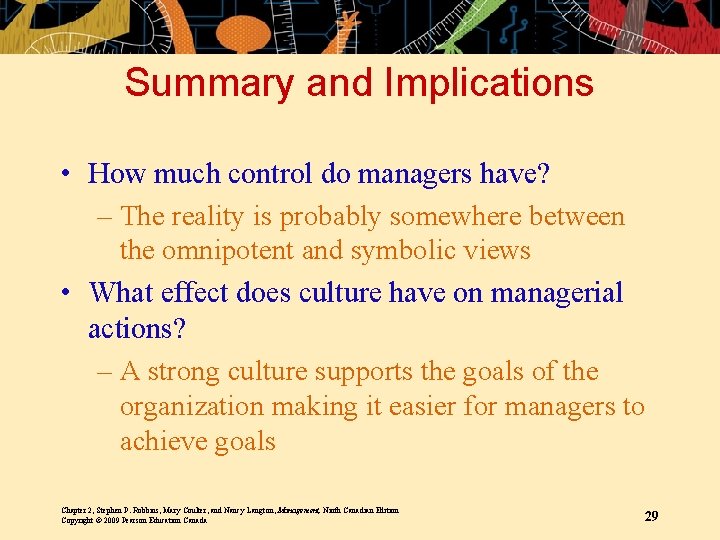 Summary and Implications • How much control do managers have? – The reality is Summary and Implications • How much control do managers have? – The reality is