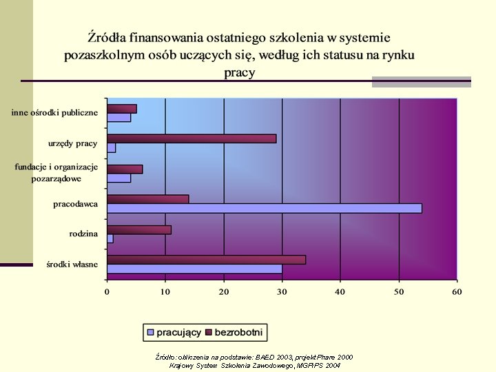 Źródło: obliczenia na podstawie: BAED 2003, projekt Phare 2000 Krajowy System Szkolenia Zawodowego, MGPi.