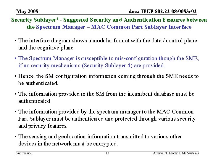 May 2008 doc. : IEEE 802. 22 -08/0083 r 02 Security Sublayer 4 -