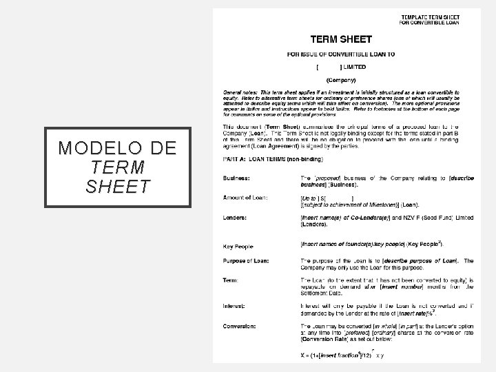 MODELO DE TERM SHEET 